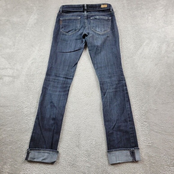 Paige Jeans Womens 27X30 Blue Straight Low Rise Dark Wash‎ Stretch Denim - Picture 2 of 14